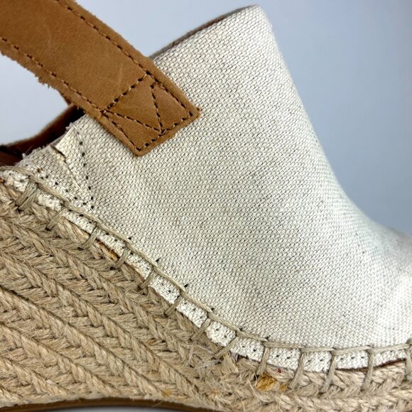 TOMS Natural Canvas Espadrille Wedge Sandals, Size 7 Never worn. - Picture 7 of 12